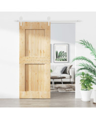 Porte coulissante et kit de quincaillerie 85x210 cm pin massif | Mobilier & Déco