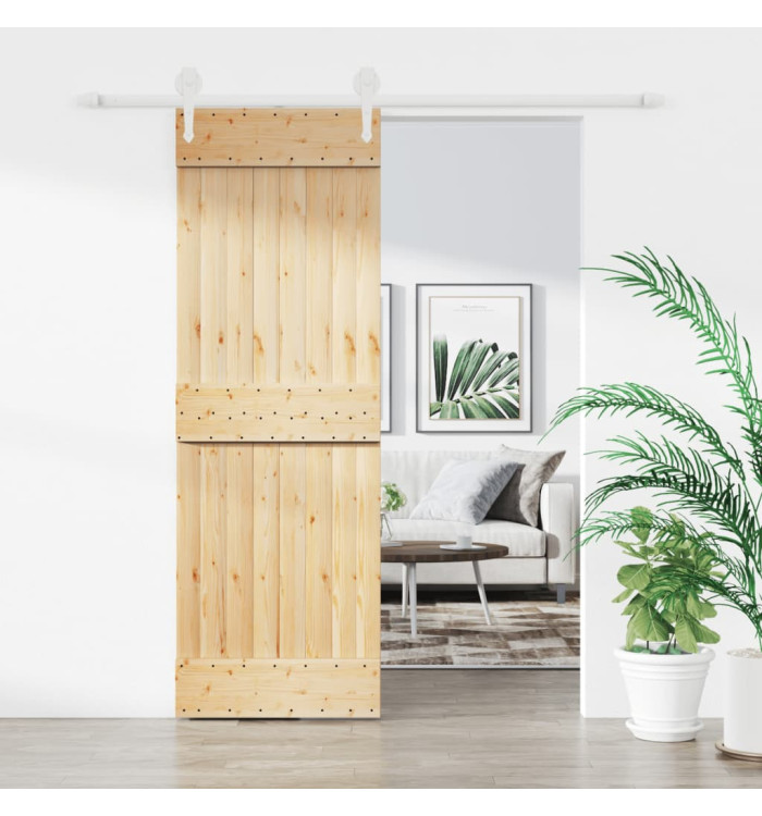 Porte coulissante et kit de quincaillerie 70x210 cm pin massif | Mobilier & Déco