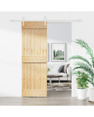Porte coulissante et kit de quincaillerie 70x210 cm pin massif | Mobilier & Déco