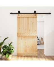 Porte coulissante et kit de quincaillerie 100x210 cm pin massif | Mobilier & Déco