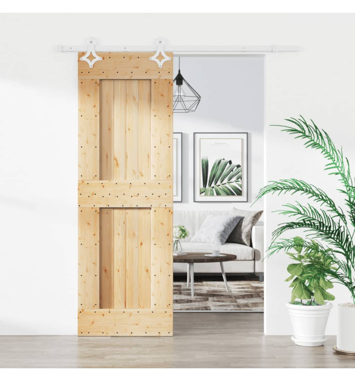 Porte coulissante et kit de quincaillerie 70x210 cm pin massif | Mobilier & Déco