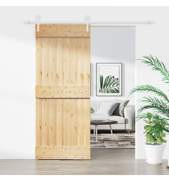 Porte coulissante et kit de quincaillerie 85x210 cm pin massif | Mobilier & Déco