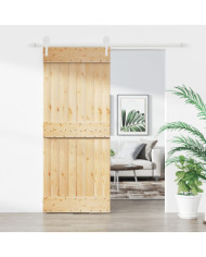 Porte coulissante et kit de quincaillerie 85x210 cm pin massif | Mobilier & Déco