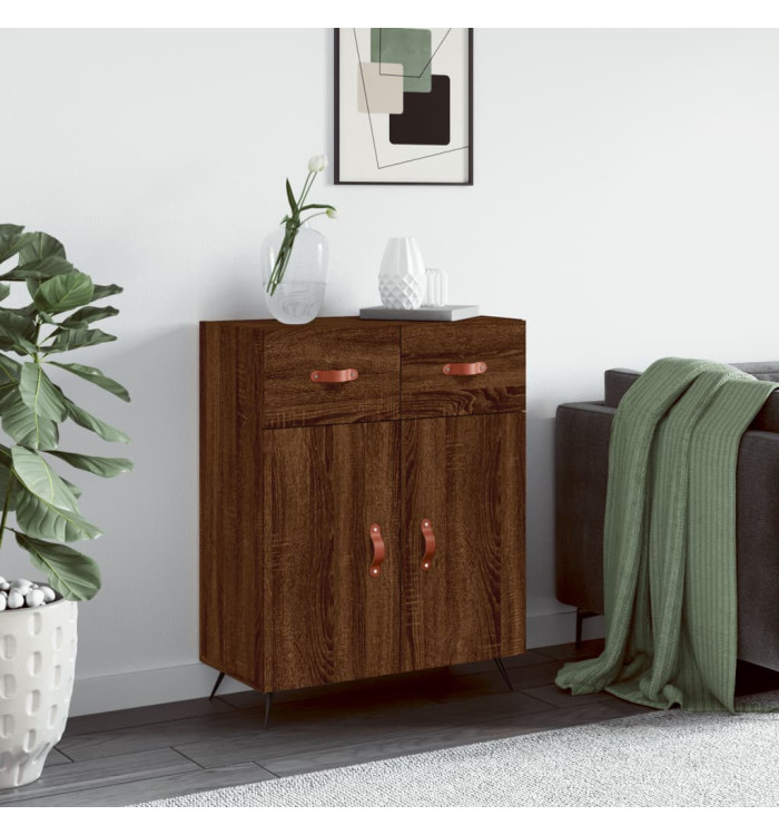 Buffet chêne marron 69,5x34x90 cm bois d'ingénierie | Mobilier & Déco