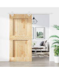 Porte coulissante et kit de quincaillerie 100x210 cm pin massif | Mobilier & Déco