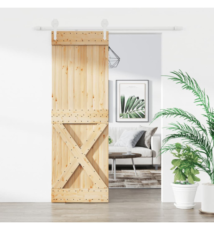 Porte coulissante et kit de quincaillerie 70x210 cm pin massif | Mobilier & Déco