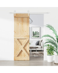 Porte coulissante et kit de quincaillerie 70x210 cm pin massif | Mobilier & Déco