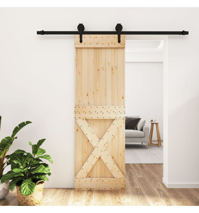 Porte coulissante et kit de quincaillerie 70x210 cm pin massif | Mobilier & Déco