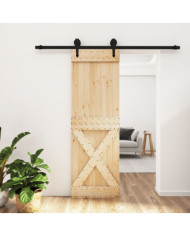 Porte coulissante et kit de quincaillerie 70x210 cm pin massif | Mobilier & Déco