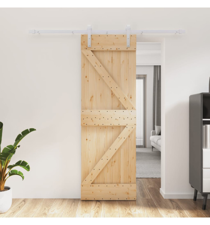 Porte coulissante et kit de quincaillerie 70x210 cm pin massif | Mobilier & Déco