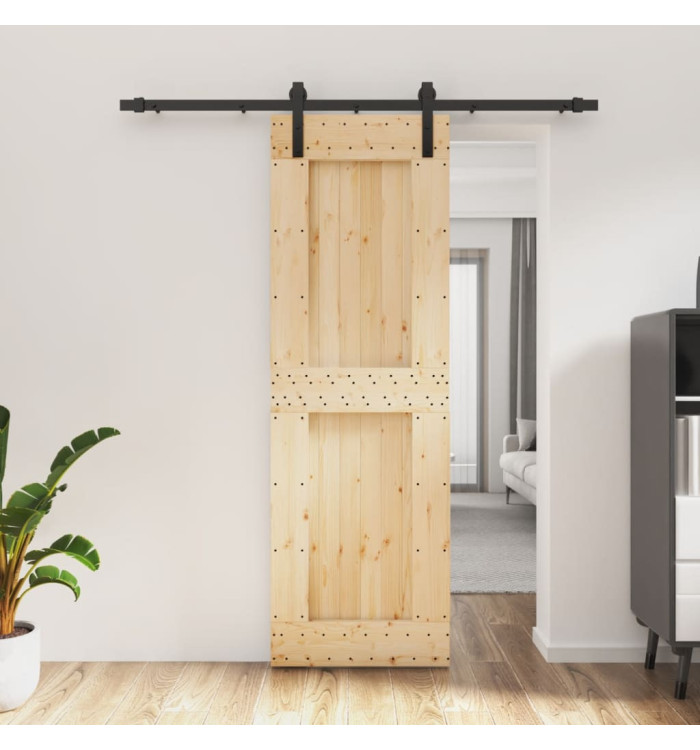 Porte coulissante et kit de quincaillerie 70x210 cm pin massif | Mobilier & Déco