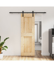Porte coulissante et kit de quincaillerie 70x210 cm pin massif | Mobilier & Déco