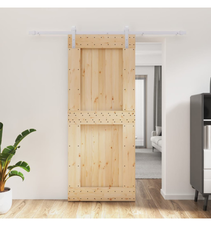 Porte coulissante et kit de quincaillerie 85x210 cm pin massif | Mobilier & Déco