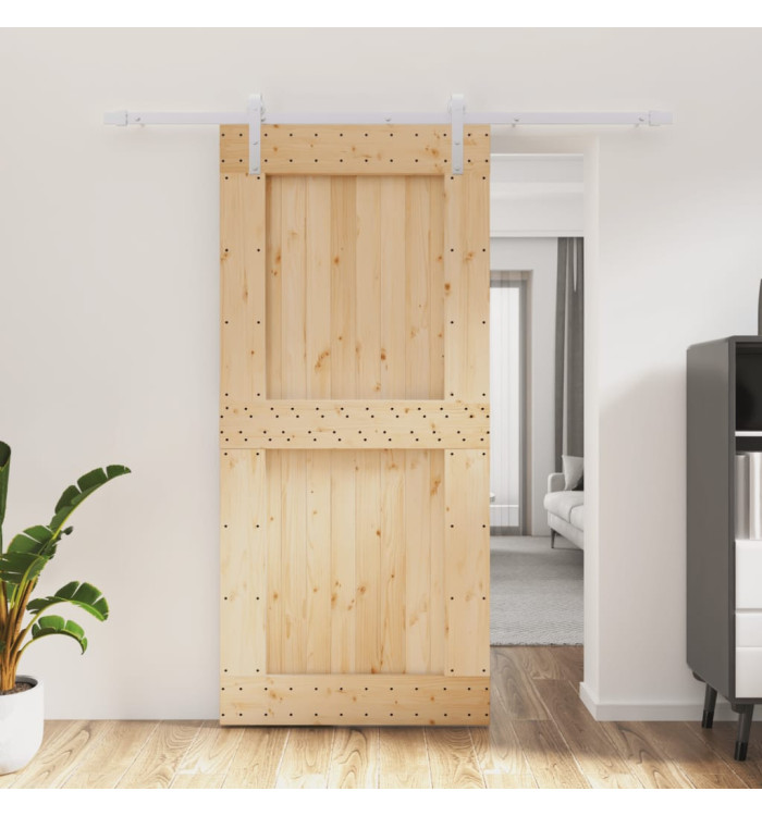 Porte coulissante et kit de quincaillerie 95x210 cm pin massif | Mobilier & Déco