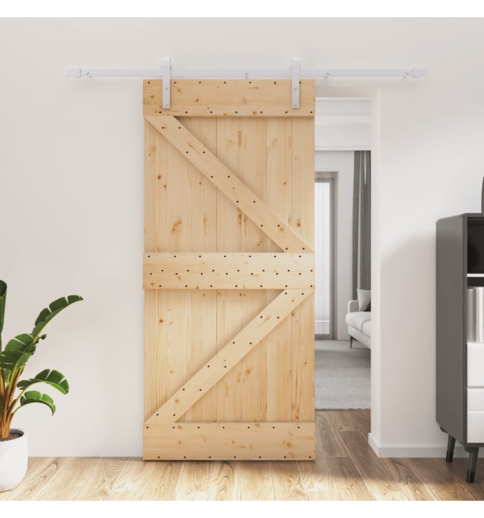 Porte coulissante et kit de quincaillerie 95x210 cm pin massif | Mobilier & Déco