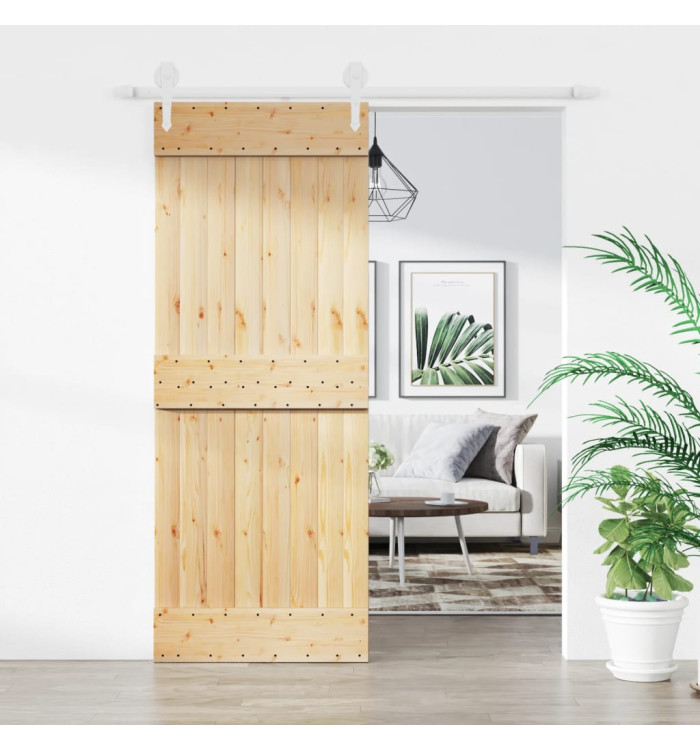 Porte coulissante et kit de quincaillerie 80x210 cm pin massif | Mobilier & Déco