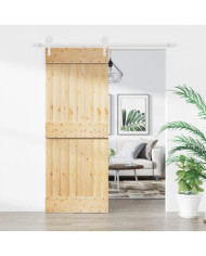 Porte coulissante et kit de quincaillerie 80x210 cm pin massif | Mobilier & Déco