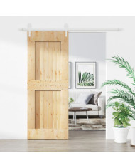 Porte coulissante et kit de quincaillerie 80x210 cm pin massif | Mobilier & Déco