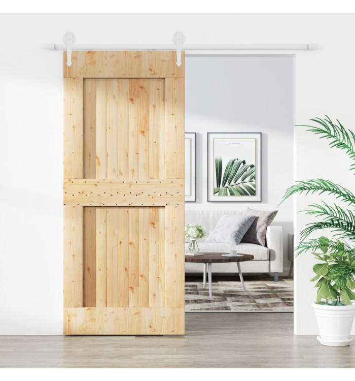 Porte coulissante et kit de quincaillerie 90x210 cm pin massif | Mobilier & Déco