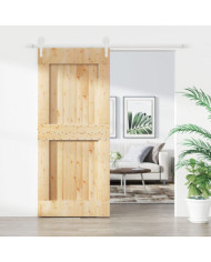 Porte coulissante et kit de quincaillerie 90x210 cm pin massif | Mobilier & Déco
