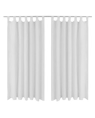 2 pcs Rideau à Passant Micro Satin Blanc 140 x 175 cm | Mobilier & Déco