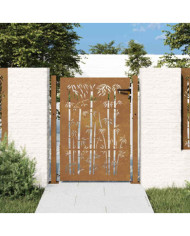Portail de jardin 105x130 cm acier corten design de bambou | Mobilier & Déco
