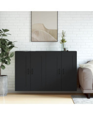 Armoires murales 2 pcs noir bois d'ingénierie | Mobilier & Déco