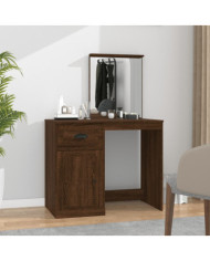 Coiffeuse et miroir chêne marron 90x50x132,5 cm bois ingénierie | Mobilier & Déco