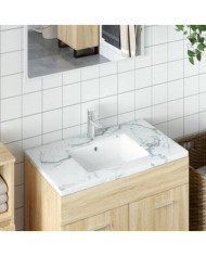 Évier de salle de bain blanc rectangulaire céramique | Mobilier & Déco