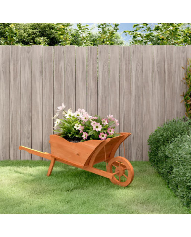 Jardinière brouette 128x45,5x43 cm bois de sapin massif | Mobilier & Déco