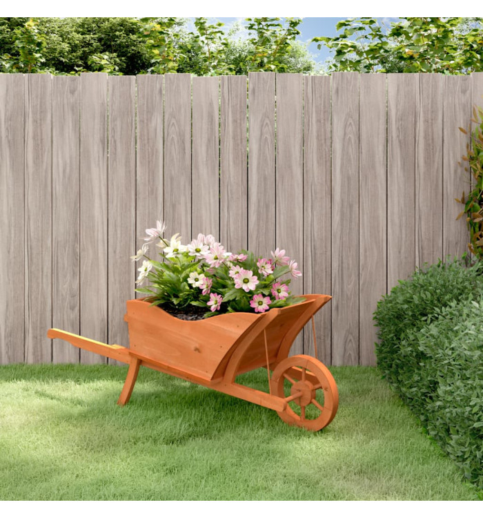 Jardinière brouette 128x45,5x43 cm bois de sapin massif | Mobilier & Déco