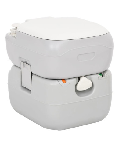 Toilette de camping portable gris et blanc 22+12 L PEHD | Mobilier & Déco