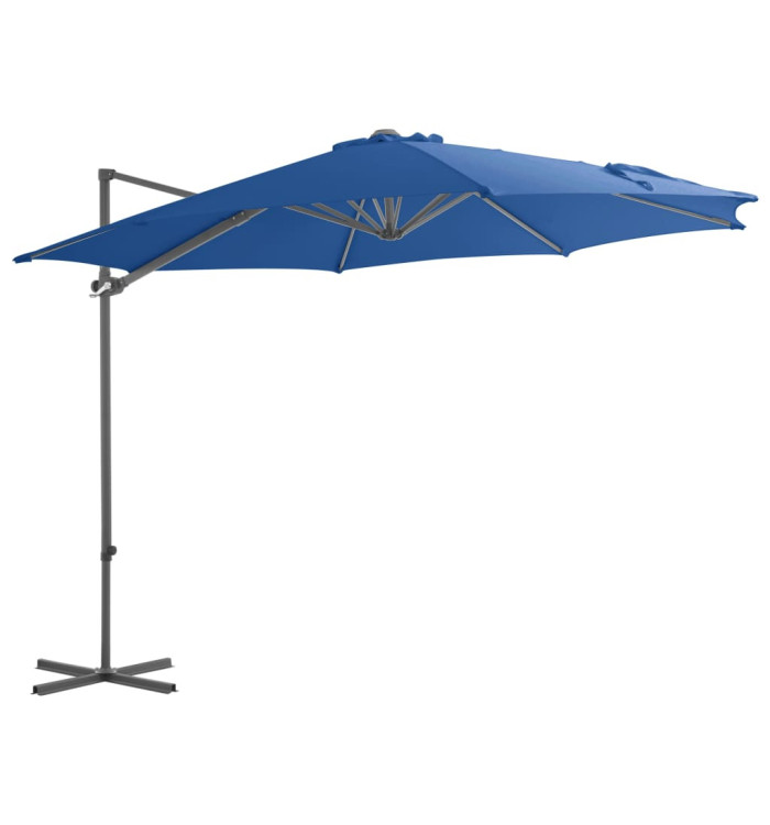 Parasol de jardin en porte-à-faux avec mât en acier bleu azuré | Mobilier & Déco