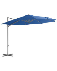 Parasol de jardin en porte-à-faux avec mât en acier bleu azuré | Mobilier & Déco