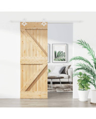 Porte coulissante et kit de quincaillerie 80x210 cm pin massif | Mobilier & Déco