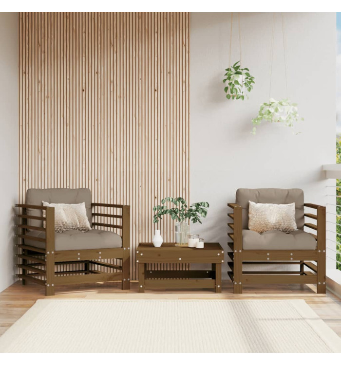 Chaises de jardin avec coussins lot de 2 marron miel | Mobilier & Déco