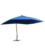 Parasol suspendu avec mât en bois 400x300 cm Bleu | Mobilier & Déco