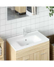 Évier salle de bain blanc 81x48x19,5 cm rectangulaire céramique | Mobilier & Déco