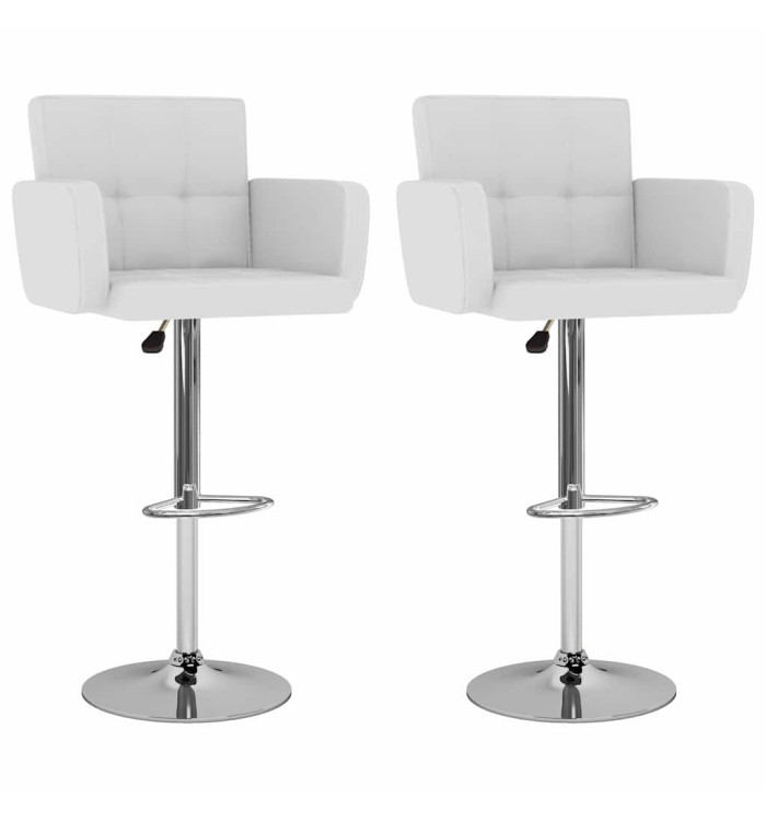 Tabourets de bar lot de 2 blanc similicuir | Mobilier & Déco