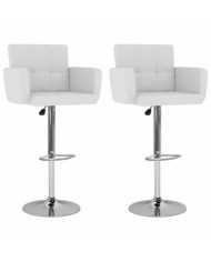 Tabourets de bar lot de 2 blanc similicuir | Mobilier & Déco