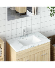 Évier de salle de bain blanc rectangulaire céramique | Mobilier & Déco