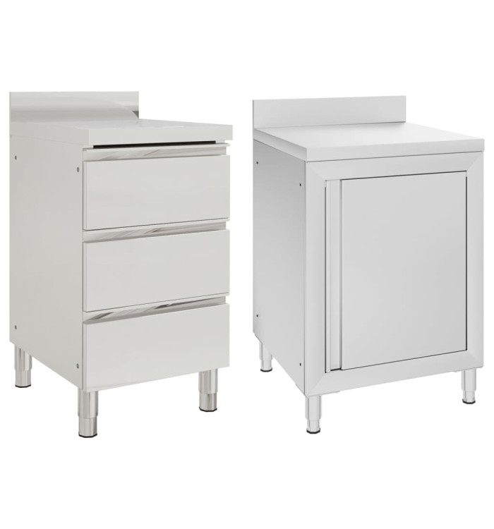 Armoires de cuisine commerciale 2 pcs Acier inoxydable | Mobilier & Déco