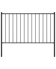 Panneau clôture et poteaux Acier enduit poudre 1,7x0,75 m Noir | Mobilier & Déco