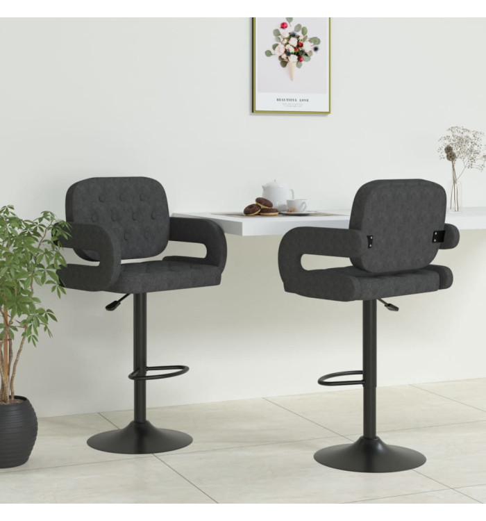 Tabourets de bar lot de 2 gris foncé tissu | Mobilier & Déco