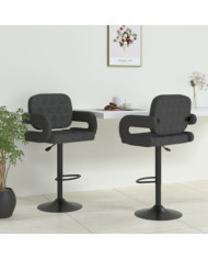 Tabourets de bar lot de 2 gris foncé tissu | Mobilier & Déco