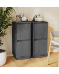 Buffets 2 pcs Gris 31,5x34x75 cm Bois massif de pin | Mobilier & Déco