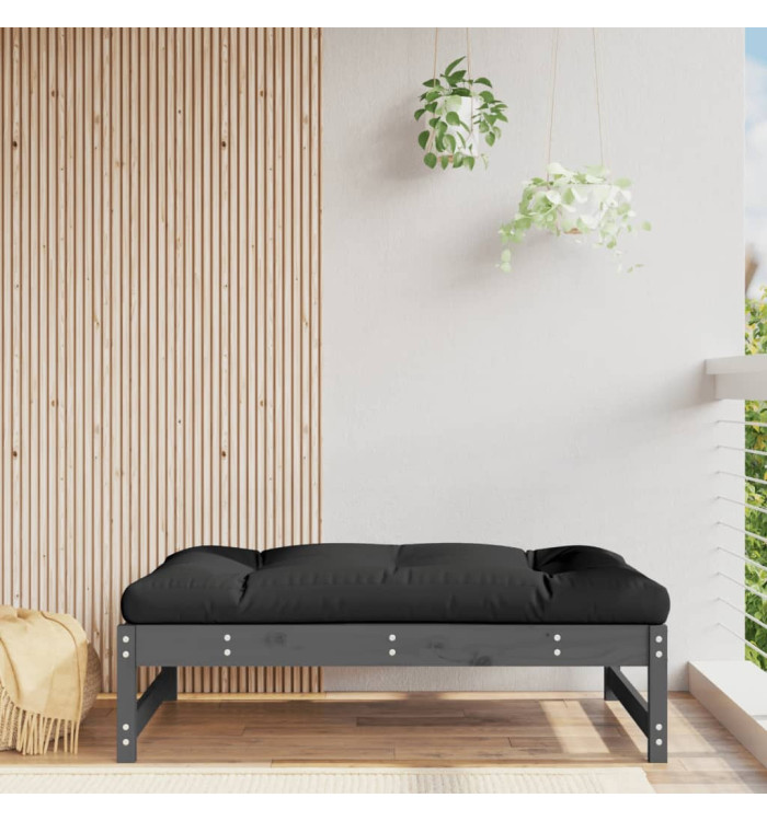 Repose-pied de jardin 120x80 cm gris bois de pin massif | Mobilier & Déco