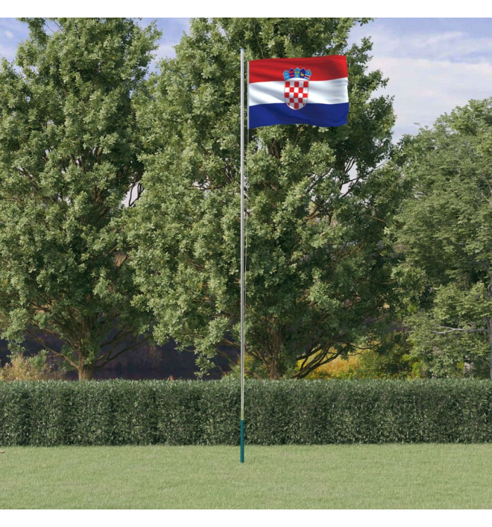 Drapeau de la Croatie et mât 6,23 m Aluminium | Mobilier & Déco