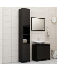 Ensemble de meubles de salle de bain 3 pcs Noir Aggloméré | Mobilier & Déco