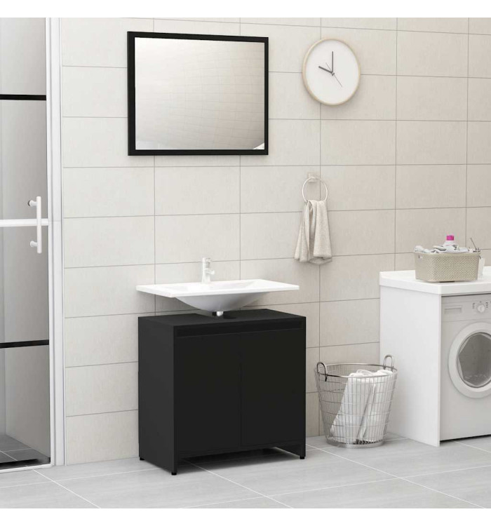 Ensemble de meubles de salle de bain Noir Aggloméré | Mobilier & Déco